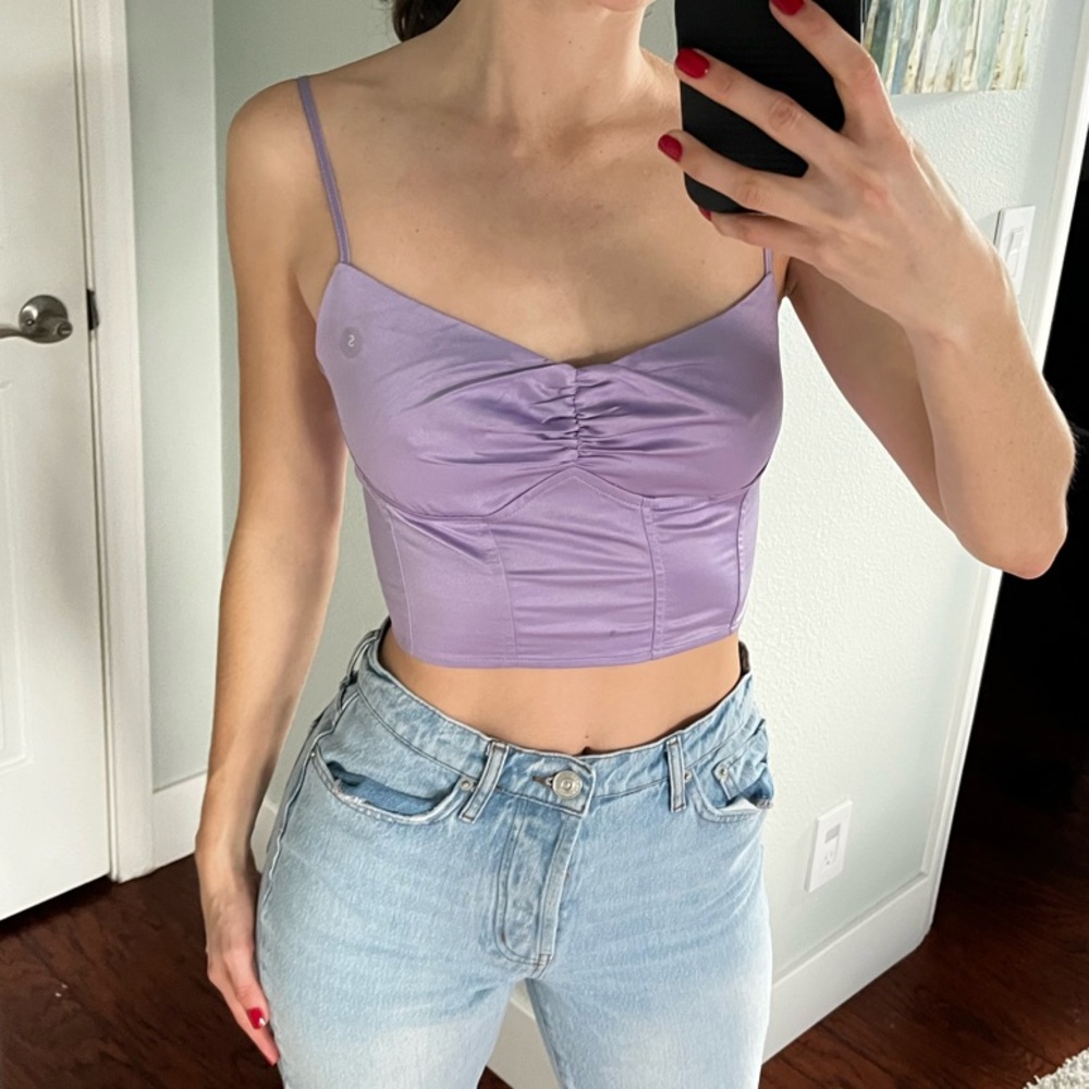 Lavender Ruched Spaghetti Strap Top
